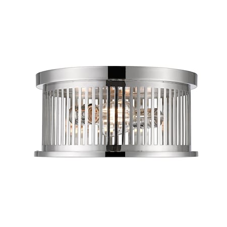 Z-Lite Camellia 2 Light Flush Mount, Polished Nickel & Polished Nickel 334F2PN